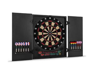 OneConcept - Dartmaster 180 Dart Machine, Electronic Dartboard, E-Darts, Dartboard for up to 8 Players, Virtual Opponent, LED Displays, 12 Darts, Black