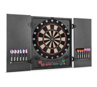 OneConcept Dartmaster 180 - Electronic Dartboard, Dart Board Set, Dart Board Light, Automatic Dartboard, LED, 12 Darts, Up to 8 Players, Virtual Rival, 2 Doors, 150 Game Modes, Plastic Tip, Black