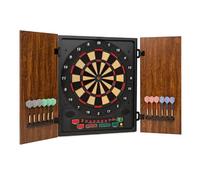 OneConcept - Dartmaster 180 Electronic Dartboard, E-Darts, Dartboard for up to 8 players, virtual opponent, LED displays, 12 darts, brown