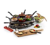 OneConcept Woklette - Raclette Grill, Table Grill, Party Power: 1200 Watt, Infinitely Adjustable Temperature, incl. 8 Pans and Wooden Spatula, Non-Stick Coating, Black