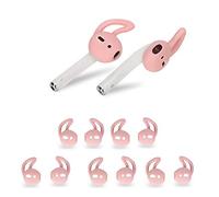 OneCut 5 Pairs Silicone Ear Tips Compatible for AirPods 1&2, Soft Anti-Slip Sport Earbud Tips, Anti-Drop Ear Hook Gel Headphones Earphones Protective Accessories (Pink)