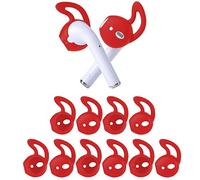 OneCut 5 Pairs Silicone Ear Tips Compatible for AirPods 1&2, Soft Anti-Slip Sport Earbud Tips, Anti-Drop Ear Hook Gel Headphones Earphones Protective Accessories (Red)