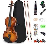 Oneder Rainbow Violin Set 3/4 Solid Wood Violin Set for Beginners Students with Hard Case, Shoulder Pad, Rosin, Bow, Tuner, Extra Bridge Strings, 10 Stickers