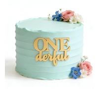 Onederful Cake Tooper, Acrylic Gold One 1st Birthday Cake Decorations, First Birthday ONE derful Theme Cake Charm Decor, Funny First Cake Decor for Boy and Girl Wonderful Birthday Party Supplies