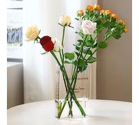 ONEDONE Book Vase for Flowers, Flower Vase Artistic Cultural Flavor Decorative Clear Acrylic Vase, Aesthetic Unique Vase Office Home Decor Vase for Bookshelf Dining Table