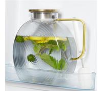 OneDream Glass Pitcher with Lids for Fridge Door, 2.5l/84oz Large Iced Tea Pitcher with Handle, Borosilicate Water Jug for Sun Tea, Fruit Juice, Drinks, Lemonade, Cold or Hot Beverages, Smoke Gray