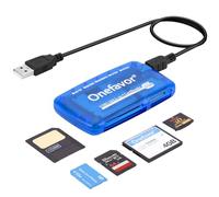 Onefavor SmartMedia Cards Reader Writer, All-in-1 USB Universal Multi Card Adapter Slim Hub Read Smart Media SD, XD, CF, MMC, MS Pro Duo, Camera Flash Memory Cards Reader for Windows, Mac, Linux