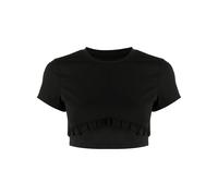 Onefifteen x BEYOND the RADAR cropped ruffle-trim T-shirt - Black XS/S-M/L