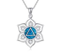 ONEFINITY AA Sobriety Necklace 925 Sterling Silver Lotus Alcoholics Anonymous Necklace NA Sobriety Recovery Jewellery for Women Men