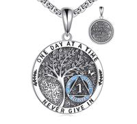 ONEFINITY AA Sobriety Necklace Sterling Silver Alcoholics Anonymous Recovery Symbol Necklace Alcoholics Anonymous Jewelry Gifts for Men and Woman