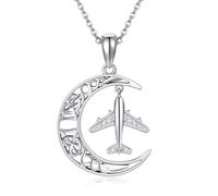 ONEFINITY Airplane Necklace 925 Sterling Silver Airplane Pendant Celtic Knot Necklace Airplane Jewellery Gifts for Women