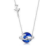 ONEFINITY Airplane Necklace S925 Sterling Silver Aircraft Earth Necklace Jewelry Gifts for Women Stewardess Flight Attendants Pilots