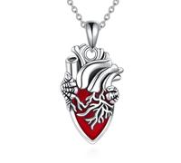 ONEFINITY Anatomical Heart Necklace - 925 Sterling Silver Gothic Heart Pendant Jewellery Gift For Women