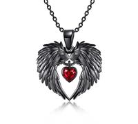 ONEFINITY Angel Wings Necklace 925 Sterling Silver Guardian Angel Love Heart Pendant Gothic Punk Jewelry Gifts for Women Girls