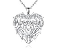 ONEFINITY Angel Wings Necklace 925 Sterling Silver Heart Angel Wings Pendant Angel Wings Jewelry for Women