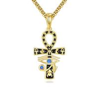 ONEFINITY Ankh Cross Necklace 925 Sterling Silver Eye of Horus Ankh Pendant Necklace Egyptian Jewellery Present for Women Men