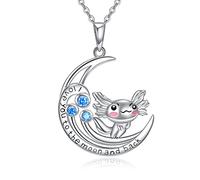 ONEFINITY Axolotl Necklace Sterling Silver I Love You to The Moon and Back Cute Animal Jewelry Gifts for Women Girls Daughter