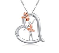 ONEFINITY Ballet Dancer Necklace 925 Sterling Silver Heart Ballerina Pendant Dancer Jewellery Gifts for Women