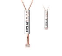 ONEFINITY Be Kind Of A B Necklaces 925 Sterling Silver Hidden Message Necklace Square Tube Pendant Best Friend Sisters Friendship Sorority Jewellery for Woman