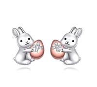 ONEFINITY Bunny Stud Earrings 925 Sterling Silver Rabbit Cross Earrings Cute Animal Bunny Jewellery Easter Gifts for Women