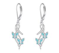 ONEFINITY Butterfly Earrings 925 Sterling Silver Turquoise Dangle Drop Earrings Butterfly Jewelry Gifts For Women