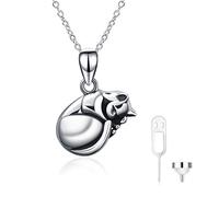 ONEFINITY Cat Urn Necklace for Ashes 925 Sterling Silver Cat Ashes Necklace Urn Pendant Pet Memorial Jewellery Gift for Women Men