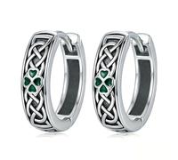 ONEFINITY Celtic Earrings for Women 925 Sterling Silver Clover Huggie Hoop Viking Earrings Celtic Jewellery Gifts for Men