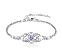 ONEFINITY Celtic Knot Bracelet 925 Sterling Silver Irish Birthstone Bracelet Infinity Celtic Knot Jewelry Gifts for Women June Birthstone