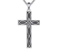 ONEFINITY Celtic Knot Cross Necklace Sterling Silver Infinity Celtic Cross Irish Knot Pendant Necklace Religious Jewellery Gifts for Women