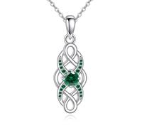 ONEFINITY Celtic Knot Necklace 925 Sterling Silver Infinity Necklace Irish Birthstone Pendant Infinity Celtic Knot Jewelry Gifts for Women May Birthstone