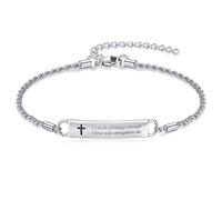 ONEFINITY Christian Bracelet 925 Sterling Silver Cross Religious Bracelet Bible Verse Christian Jewellery God Gifts for Women Men