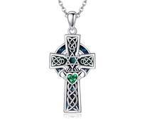 ONEFINITY Claddagh Cross Necklace 925 Sterling Silver Celtic Knot Cross Pendant Necklace Cross Irish Jewelry Gift for Women