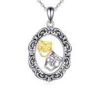 ONEFINITY Comedy Tragedy Mask Necklace 925 Sterling Silver Theatre Necklace Symbol Of Drama Jewellery Gifts For Women