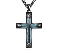 ONEFINITY Cross Necklace for Men 925 Sterling Silver Turquoise Black Cross Pendant Necklace Religious Christian Jewellery Gifts for Women
