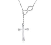ONEFINITY Cross Necklace for Women 925 Sterling Silver Infinity Cross Y Necklace Christian Birthday Christmas Jewellery Gift for Women