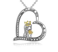 ONEFINITY Crown Necklace 925 Sterling Silver Heart Necklace Flower Necklace 21st Birthday Necklace Jewelry Gift for Girls Women Sister