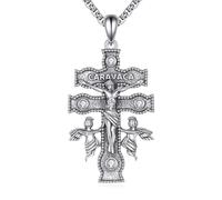 ONEFINITY Cruz De Caravaca Neckalce 925 Sterling Silver Caravaca Cross Pendant Necklace Religion Jewellery Gift for Men Women