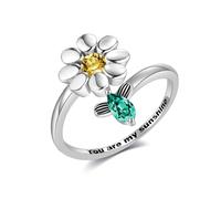 ONEFINITY Daisy Ring for Women 925 Sterling Silver Daisy Ring Sunflower Adjustable Ring Valentine's Jewellery Gifts