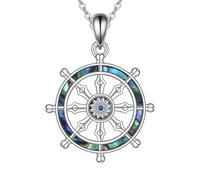 ONEFINITY Dharma Wheel Of Life Necklace 925 Sterling Silver Dharma Wheel Pendant Buddhist Necklace Talisman Jewellery