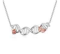 ONEFINITY DNA Necklace 925 Sterling Silver DNA Double Helix Molecule Necklace Science Biology Jewellery