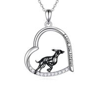 ONEFINITY Dog Necklace 925 Sterling Silver Greyhound Necklace Heart Dog Pendant Greyhound Jewelry Gifts For Women