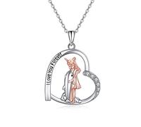 ONEFINITY Dolphin Girl Necklace White Golden Love Heart Pendant I Love You Forever Sea Life Jewelry