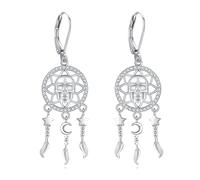 ONEFINITY Dream Catcher Earrings 925 Sterling Silver Feather Earrings Skull Dream Catcher Jewellery Gifts For Women