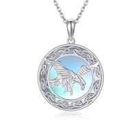 ONEFINITY Eagle Necklace 925 Sterling Silver Eagle Pendant Moonstone Necklace Celtic Necklace Eagle Jewellery Gifts for Women Men
