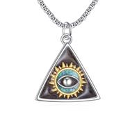 ONEFINITY Evil Eye Necklace 925 Sterling Silver Wooden Third Eye Pendant Necklace Greek Protection Evil Eye Wooden Jewellery Amulet Gift for Women