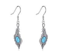 ONEFINITY Feather Earrings For Women 925 Sterling Silver Feather Dangle Earrings Turquoise Vintage Boho Earrings Feather Jewellery Gift