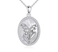 ONEFINITY Flower Necklace 925 Sterling Silver Birth Flower Necklace Flower Jewellery Gift For Women (May-Lily Of The Valley)