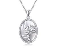 ONEFINITY Flower Necklace 925 Sterling Silver Birth Flower Necklace Flower Jewellery Gift For Women (July-Lotus)