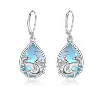 ONEFINITY Fox Earrings 925 Sterling Silver Moonstone Earrings Dangle Drop Earrings Jewelry Gift for Women Mom Wife