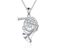 ONEFINITY French Horn Necklace 925 Sterling Silver French Horn Pendant Music Instrument Jewellery Gifts For Women (French Horn)